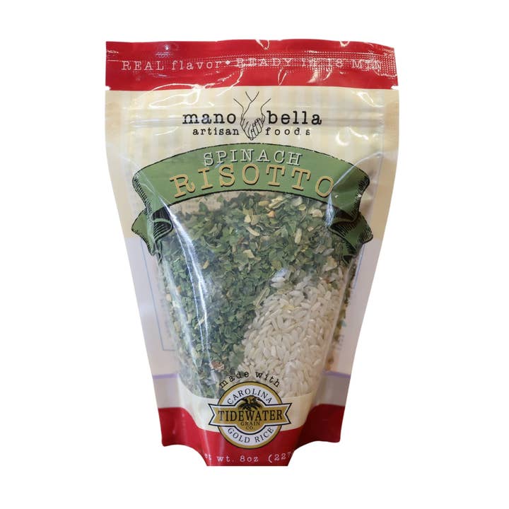 Spinat-Risotto-Mischung 8 oz. für den Großhandel von Mano Bella Artisan Foods