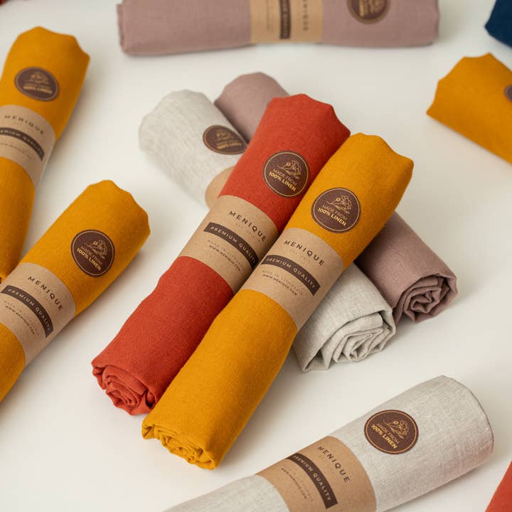 menique - Wholesale Table Runner - Linen Table Runner - Natural European Washed Table Linens