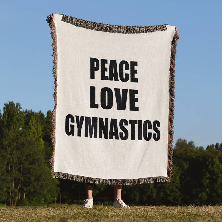 3dRose - Wholesale Throw Blanket - 3dRose, Peace Love and Gymnastics - Things that make me happy - gymnast gift, Blanket1