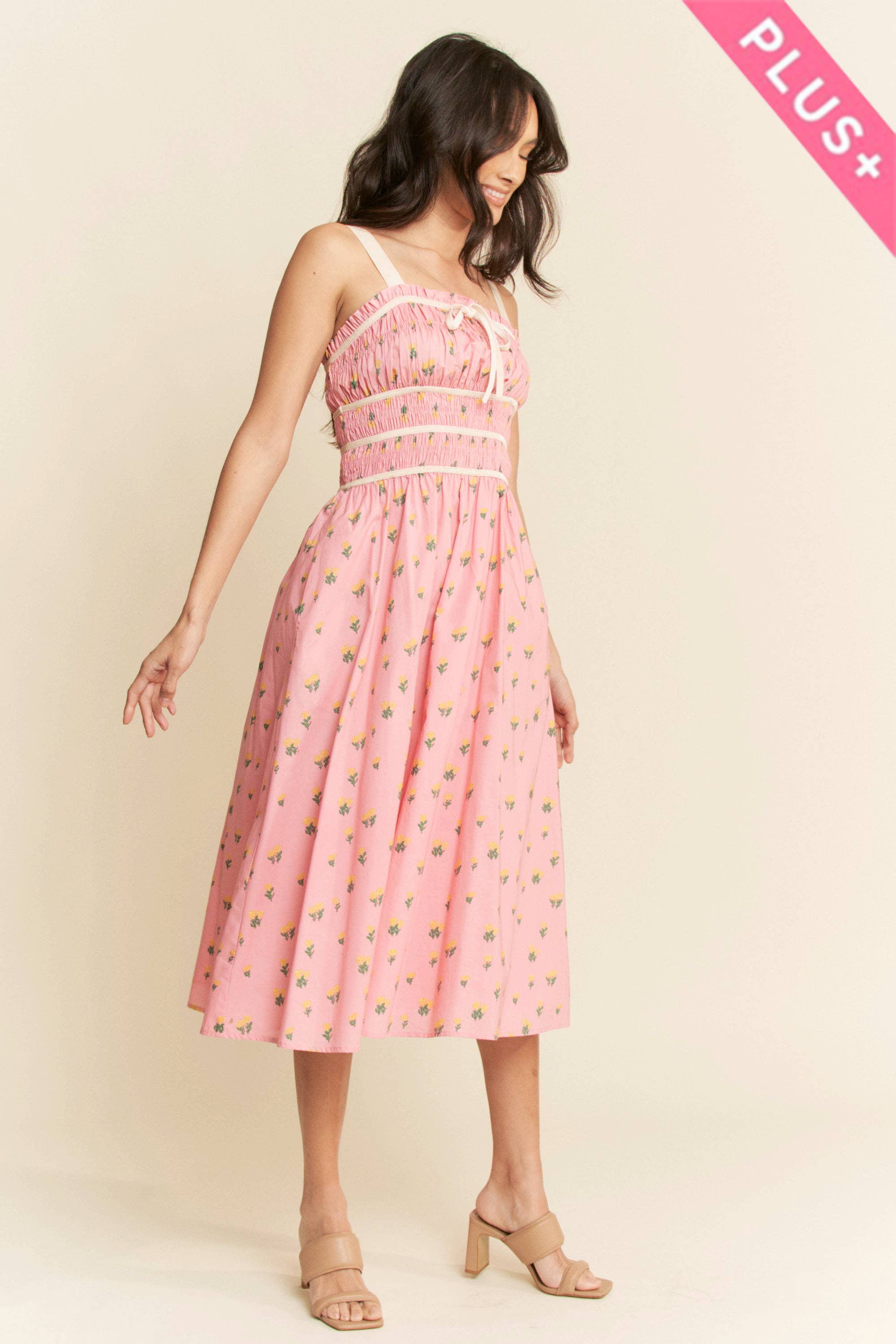 Davi & Dani - Vente Robe – femme - ROBE MIDI EN VELOURS À SMOCKING AVEC PLUS DE CONTRASTE8