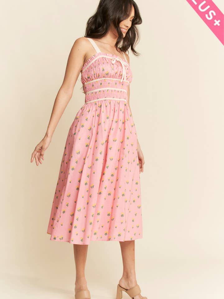 Davi & Dani - Vente Robe – femme - ROBE MIDI EN VELOURS À SMOCKING AVEC PLUS DE CONTRASTE8