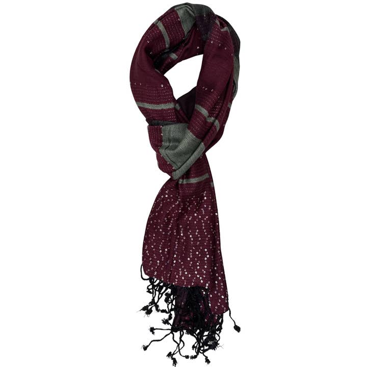 Treasure Jewelry - Wholesale Scarf - Women's - Hand-Loomed Viscose-Blend Tassel Scarf – Plaid & Striped18