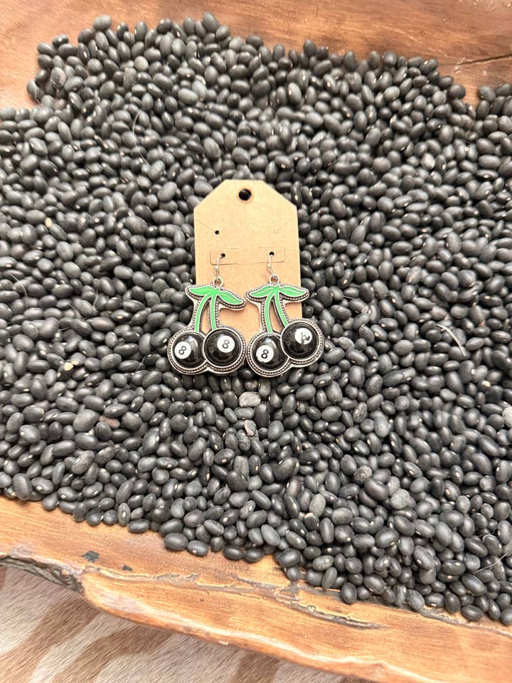 MESS UP 8 Ball Cherry Earrings for wholesale by Delanie Nicole