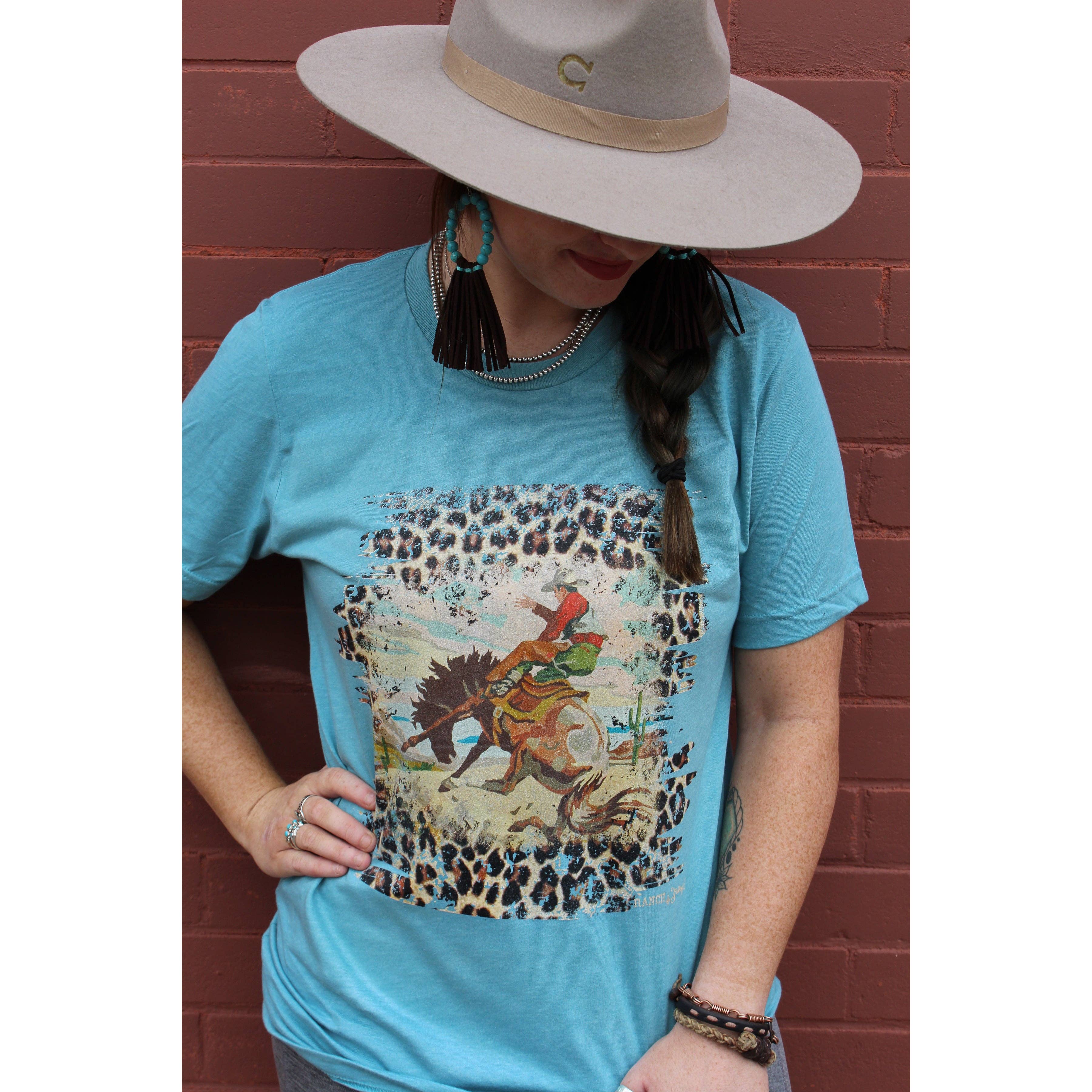Ranch Swag - Wholesale T-Shirt (Graphic) - Women's - Leopard Bronc Graphic Tee1