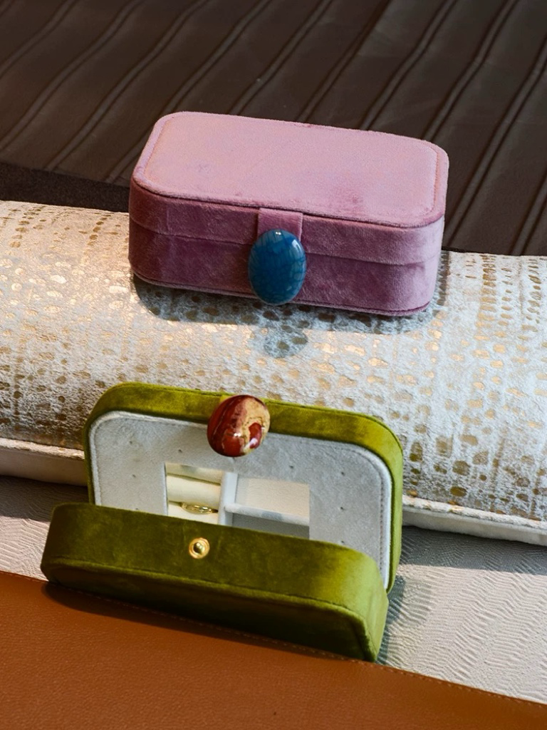 INSPECIAL HOME - Wholesale Jewelry Box/Organizer - Vintage Pebble Velvet Jewellery Box Accessory Storage Case 6