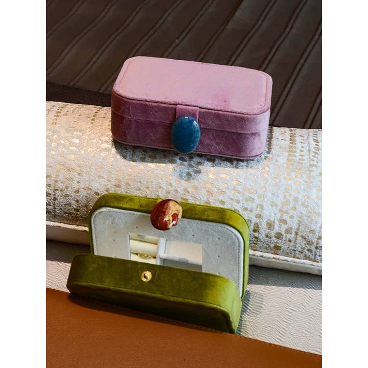 INSPECIAL HOME - Wholesale Jewelry Box/Organizer - Vintage Pebble Velvet Jewellery Box Accessory Storage Case 6