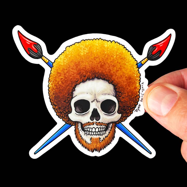 VINYL STICKER: Painter Skull & Crossbones for wholesale by Ryan McCulloch Art