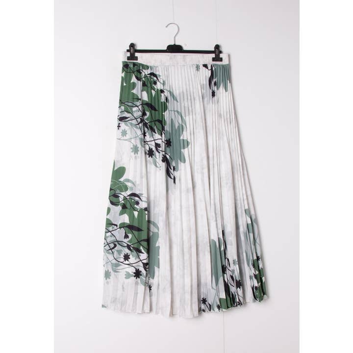 Saia longa plissada floral primavera com forro por atacado de LUSA MODE