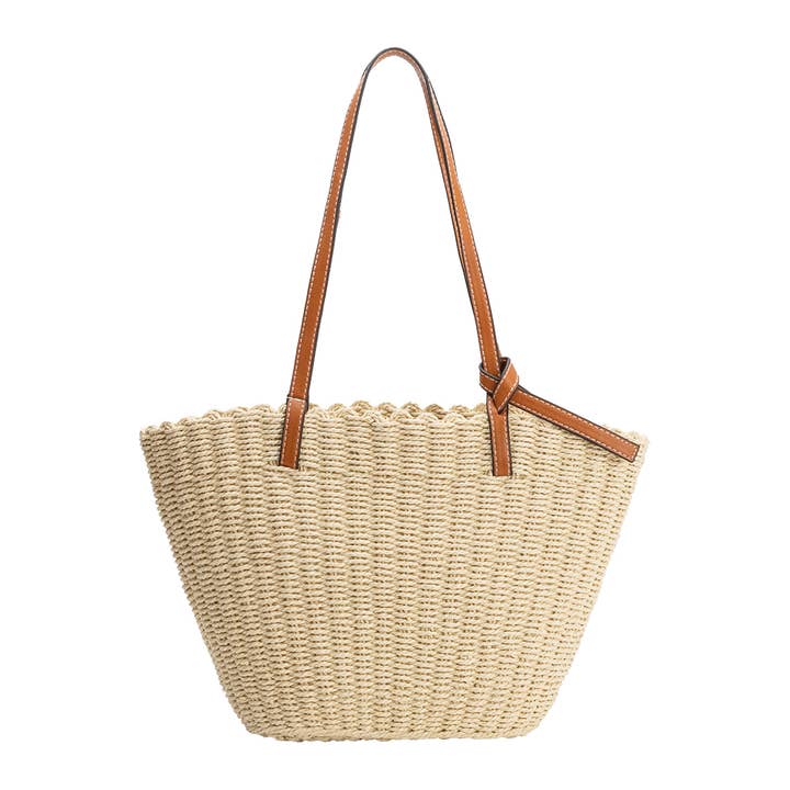 Précommande du sac fourre-tout vegan en paille Niley Tan 28/1 pour la vente par Melie Bianco