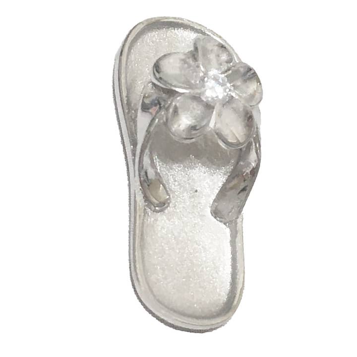 Paradise Treasures Jewelry - Wholesale Individual Charm/Pendant - Hawaiian Plumeria Slipper Pendant, Sterling Silver Plumeria CZ Sandal Pendant, Hawaiian Jewelry, Christmas Anniversary Birthday Gift4