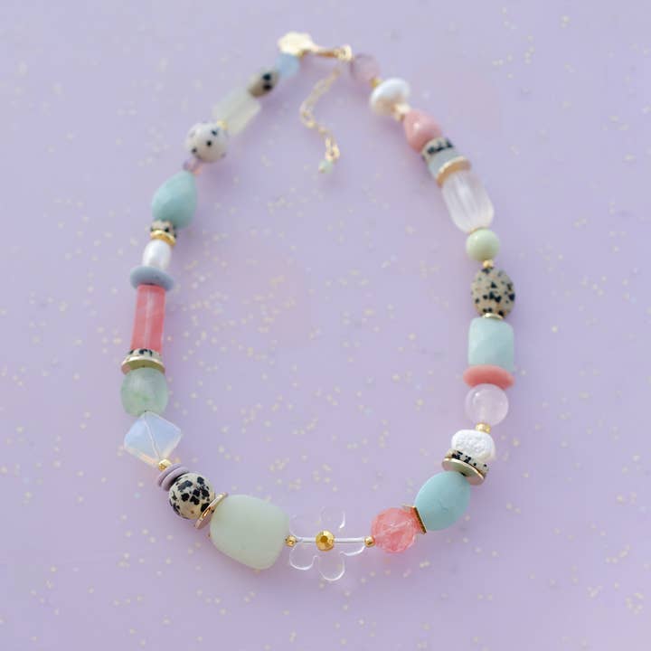 Pastel Flower Statement Necklace for wholesale by Jill Makes