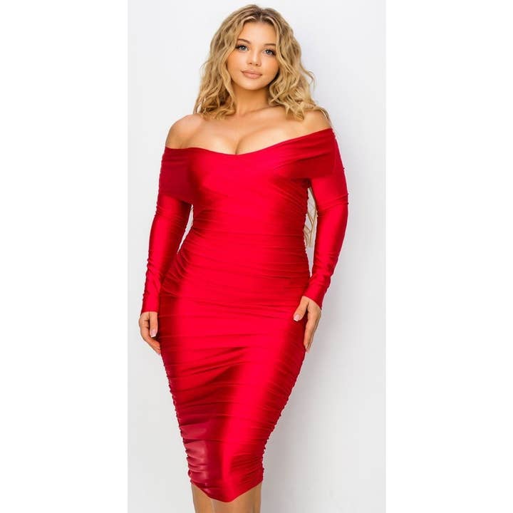 Black Pearl Clothing - Wholesale Dress - Women's - PLUS-SIZE OFF-SHOULDER GLAM DRESS