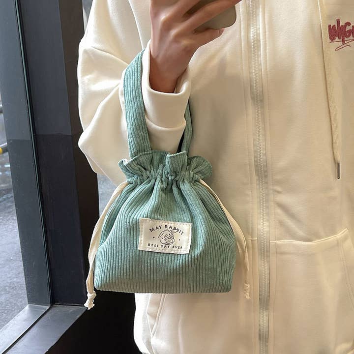 Funkyrel® Atzbranding Limited - Wholesale Drawstring Bag - Women's - Corduroy Drawstring Handheld Storage Bag