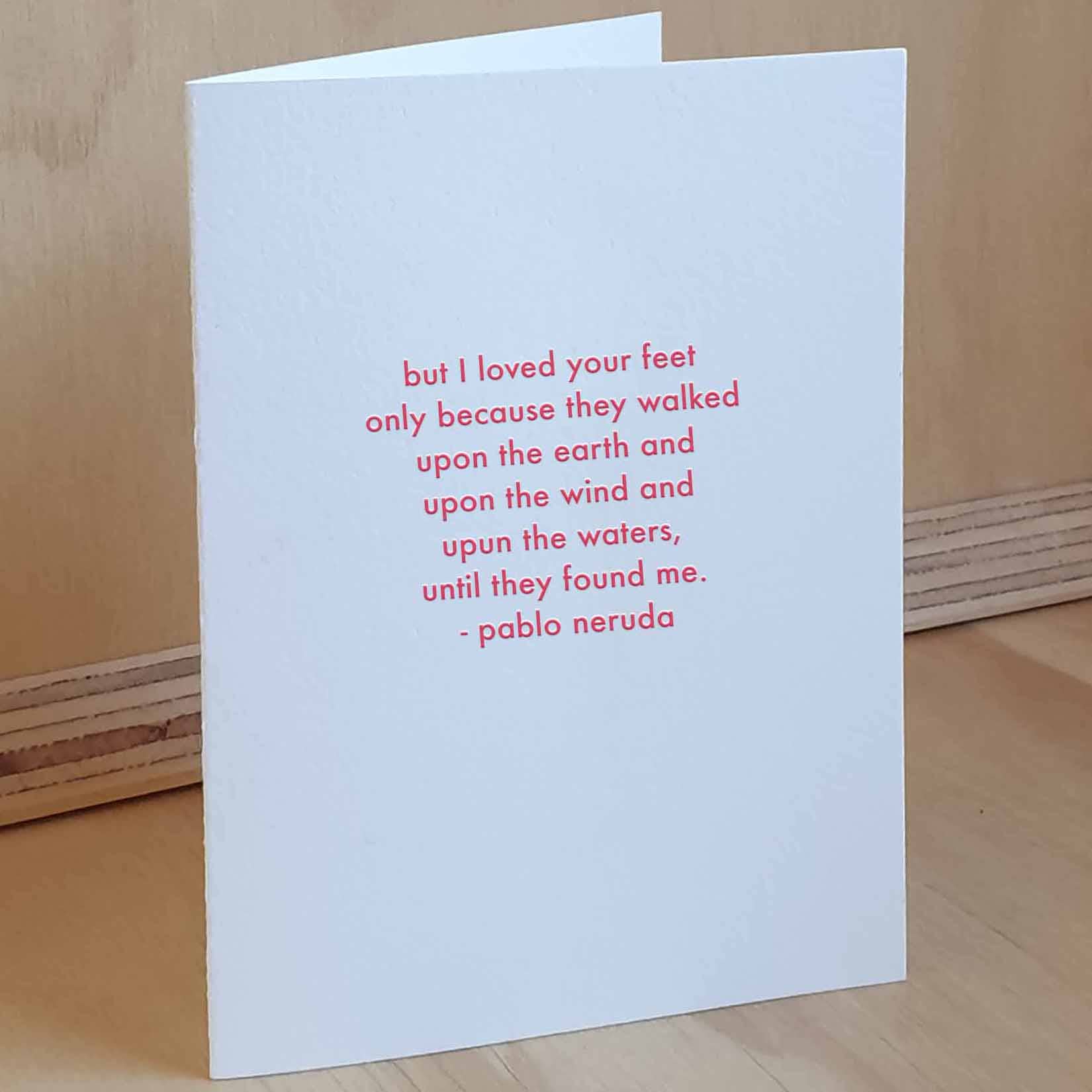 Willowcrest Press - Wholesale Love Card - Pablo Neruda - Feet(Letterpress Greeting Card With Envelope)0
