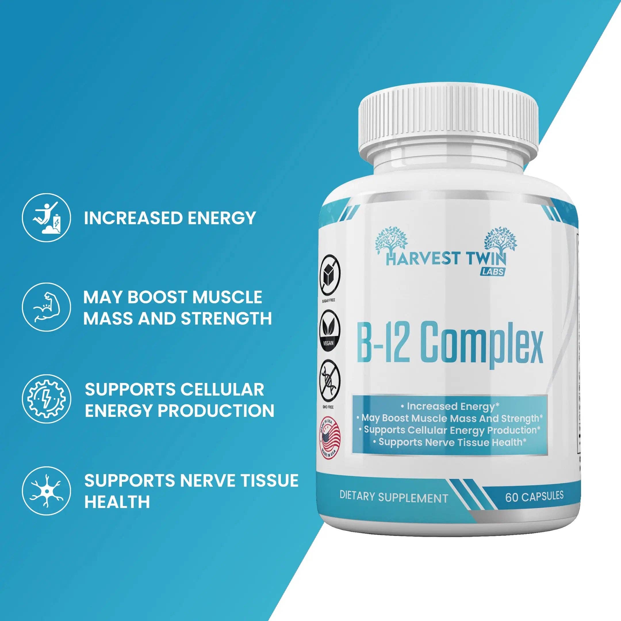 HARVEST - TWIN - Wholesale Oral Supplement/Vitamin - B-12 Complex Vitamin Supplement for Increased Energy & Vitality1