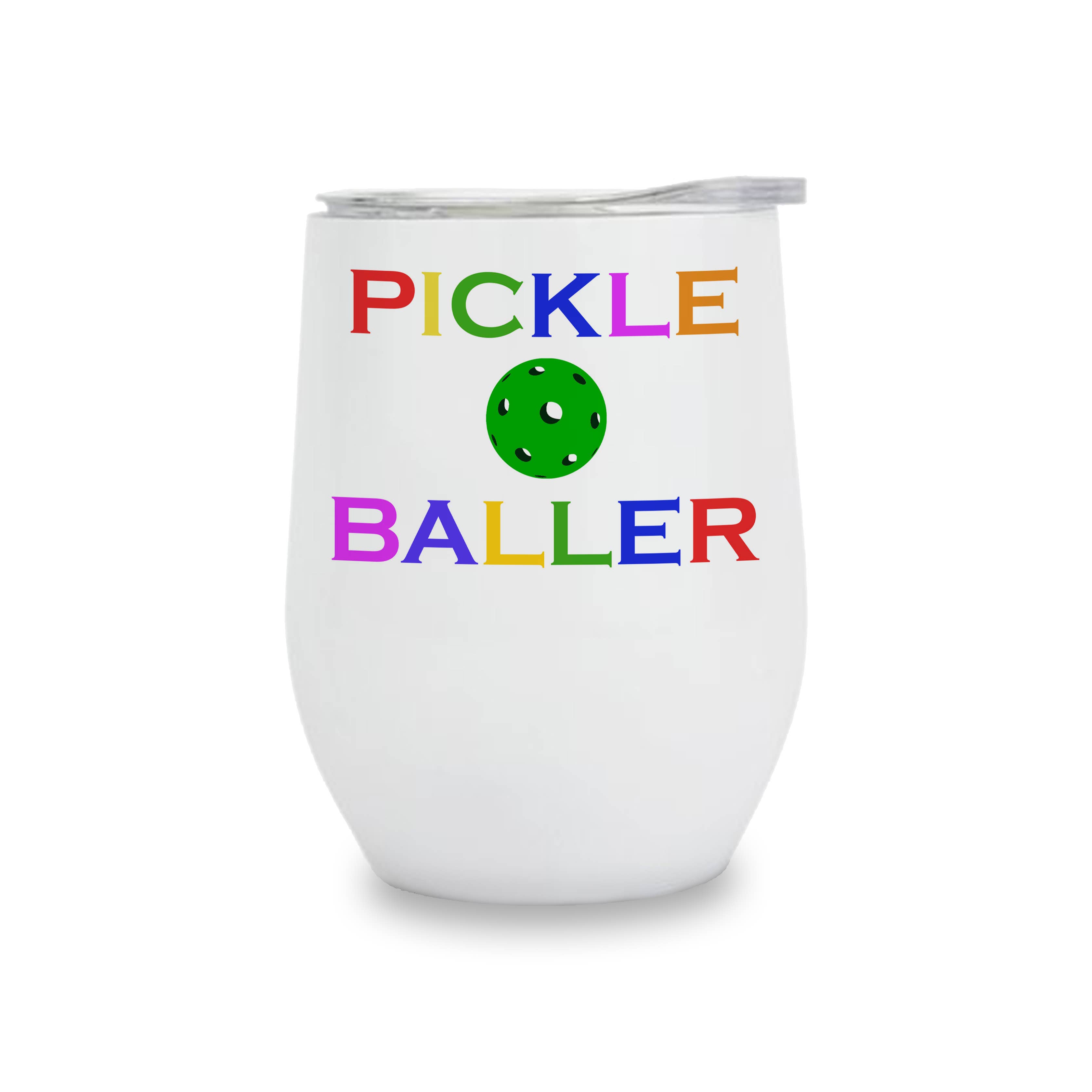Toss Designs - Wholesale Insulated Mug/Tumbler - Insulated Wine Tumbler - Pickleballer Rainbow