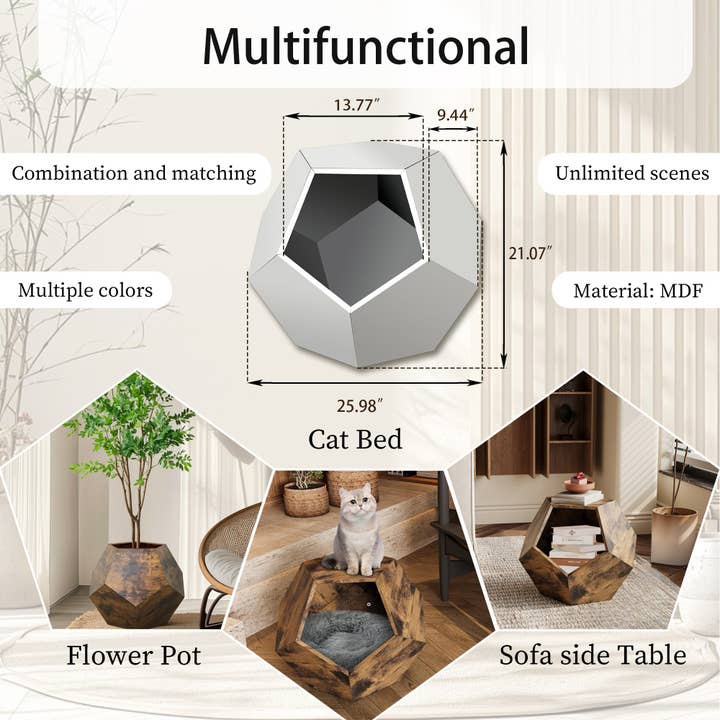 Orange County Decor - Wholesale Pet Carrier - Cat - 25.98'' Shaped Modern Pet Furniture Cat Carrier Side Table Mdf Multi Purpose Furniture Antique Wood Color Antique Brown Mdf