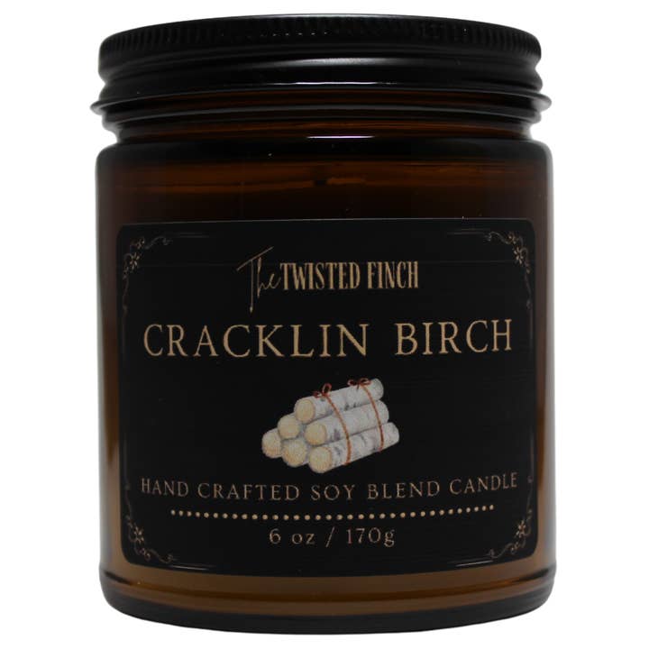 Cracklin Birch Amber Jar Candle for wholesale by The Twisted Finch, LLC