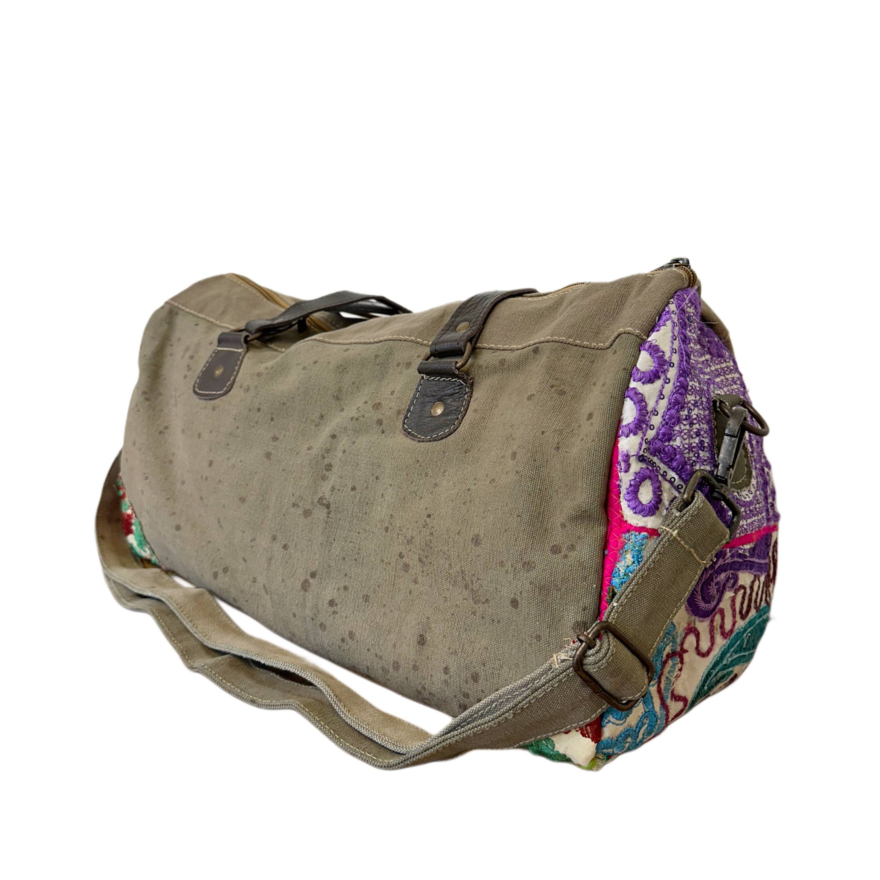 Vintage Addiction - Wholesale Weekender Bag - Women's - Military Tent Overnight/Crossbody Bag w/Vintage Textiles-060