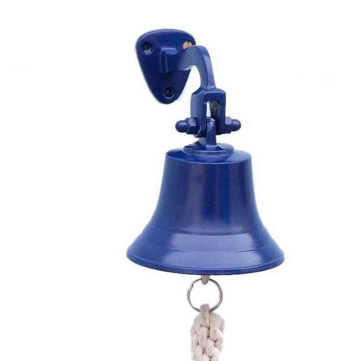 Hängende Schiffsglocke aus massivem Messing, 15 cm, blau pulverbeschichtet für den Großhandel von Hampton Nautical
