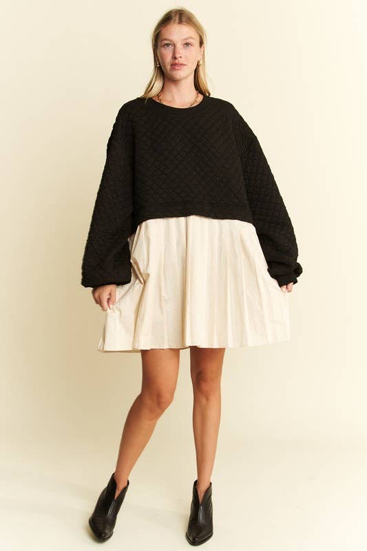 JADE BY JANE – Großhandel Kleid – Damen – LANGÄRMLIGES PLISSEE-ROCKKLEID AUS BAUMWOLLE0