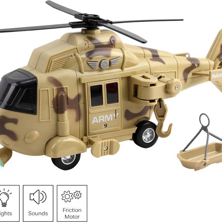 US ARMY Friction Powered Rescue Helicopter w Lights/Sound and other Purchase Wholesale rotor. Free Returns & Net 60 Terms on Faire trending on Faire.