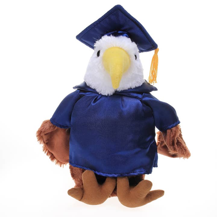 11″ Personalized Graduation Eagle Plush in Custom Cap & Gown for wholesale by Plushland
