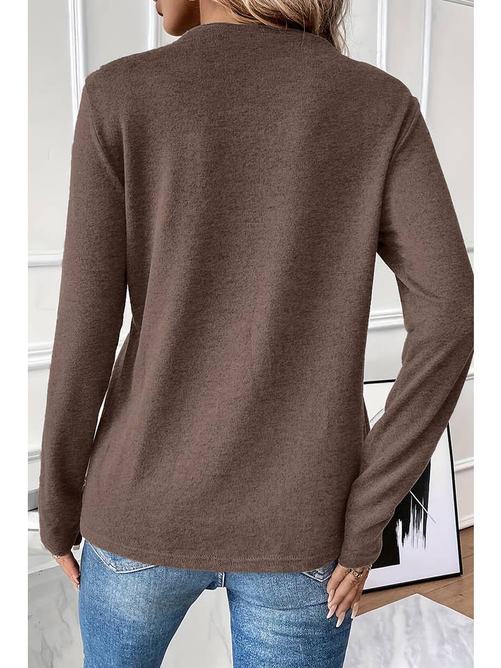 PRETTY BASH - Wholesale Knit Top - Women's - Solid Reverse Seam Crew Neck Long Sleeve Top1