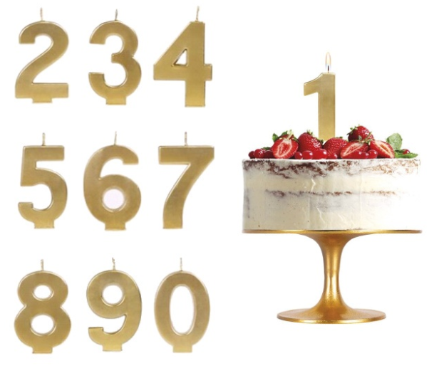 Mis Globos - Wholesale Cake Candle - Gold Metallic Number Candle2