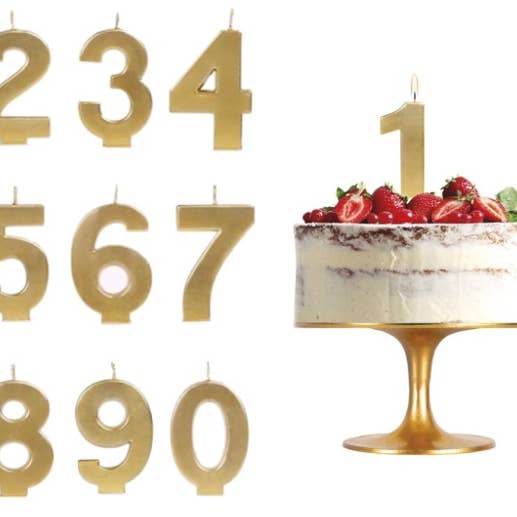 Mis Globos - Wholesale Cake Candle - Gold Metallic Number Candle2