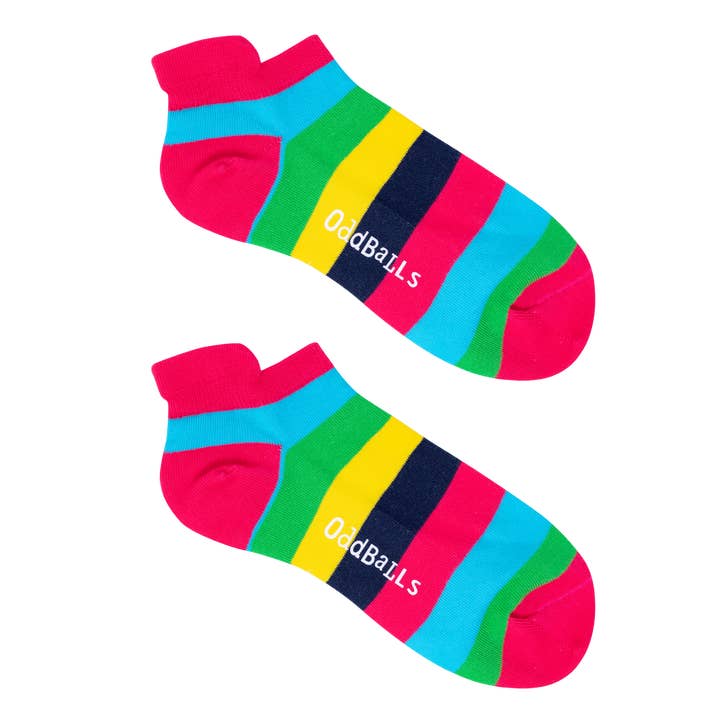 OddBalls – wholesale Socks – Unisex – Rosy Stripes - Ankle Trainer Socks