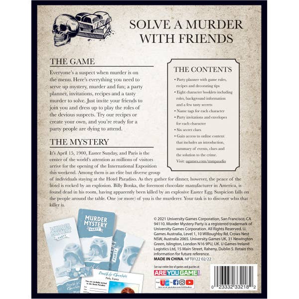 University Games - Vente Jeux de cartes - Mort par chocolat - Soirée meurtre et mystère1