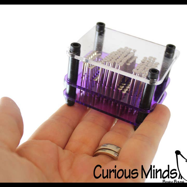 Curious Minds Toys - Wholesale Fidget Toy - Kids - 1 Tiny Metal Rectangle Shape Pin Art Classic Fun Toy - 3D C