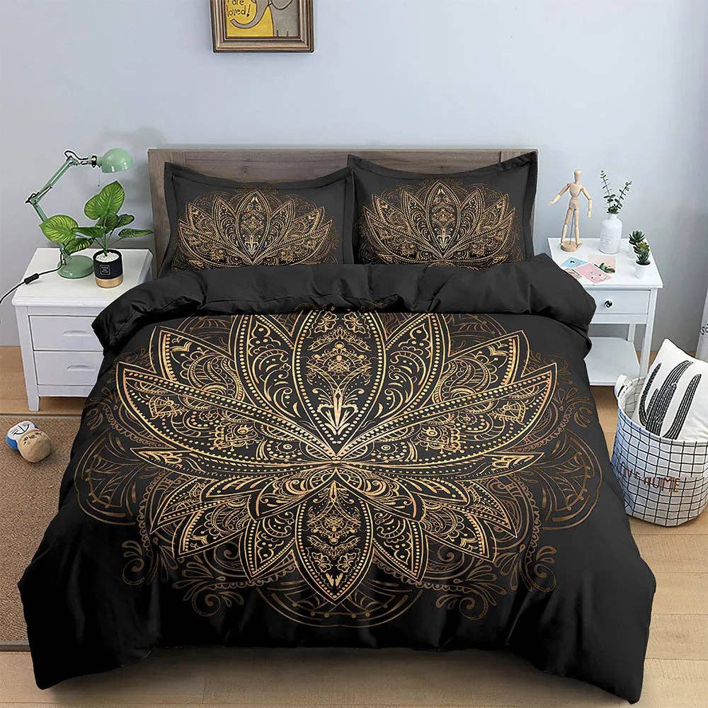 Adore India – wholesale Bedding set – Indian Bohemian Lotus Mandala Quilt Cover Set1