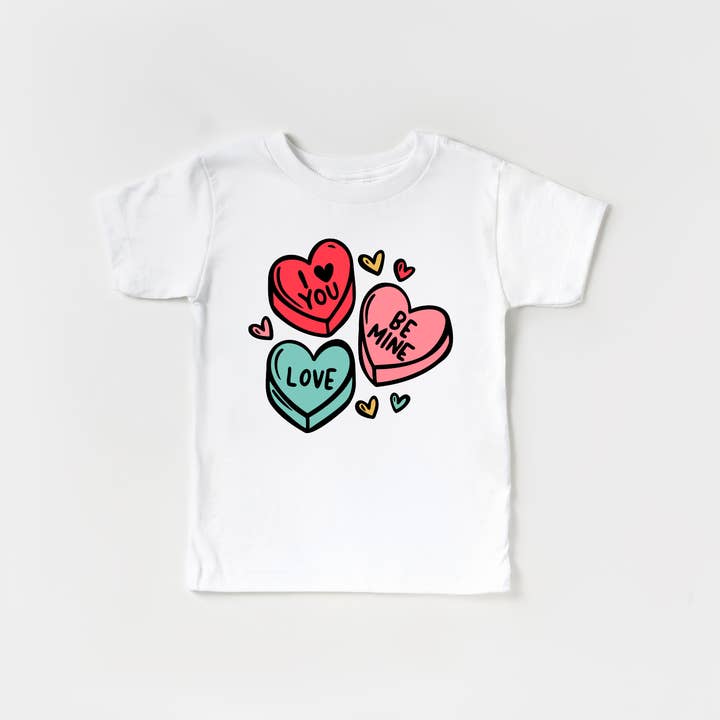 Candy Hearts Valentines Day Shirt Toddler and Youth for wholesale by Benny & Ray Apparel
