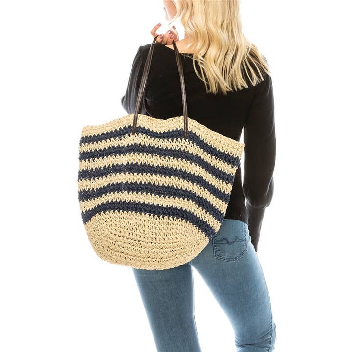 DNMC - Wholesale Tote Bag - Women's - Large Straw Beach Bag - 5 Colors!