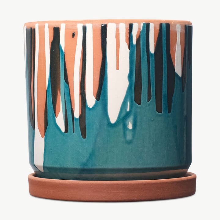 Casa Atlântica - Wholesale Plant Pot - Clay pot with white slip and blue glaze0