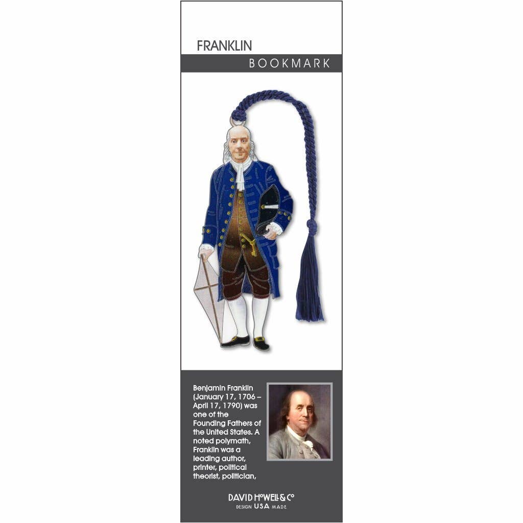 David Howell and Company - Wholesale Bookmark - Ben Franklin Metal Bookmark, MADE in USA1