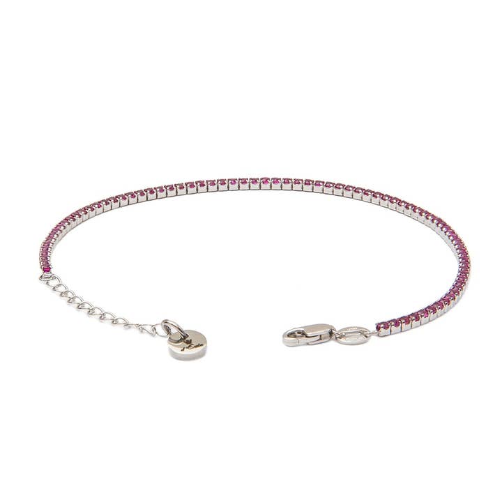 925er Silber Tennisarmband mit rosa Zirkonia für den Großhandel von d'Este