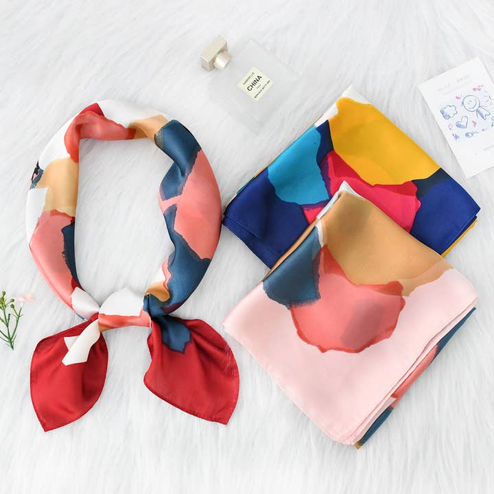 ACCITY - Wholesale Scarf - Women's - 2024 NEW RETRO POLKA DOT COLORBLOCK SQUARE SCARF_CWASC1157