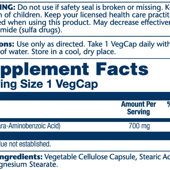 Solaray - Wholesale Oral Supplement/Vitamin - PABA, Timed-Release 700mg1