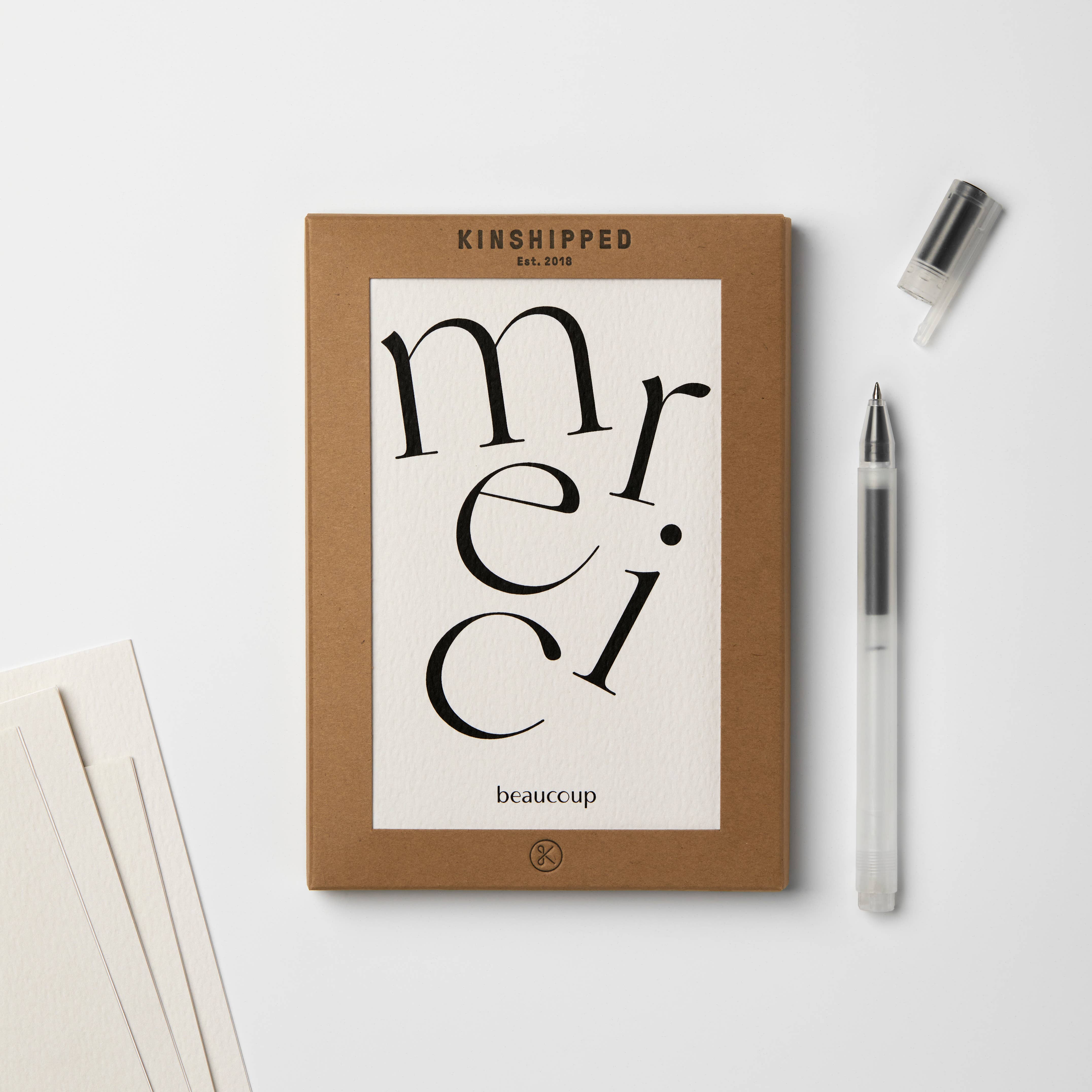 Kinshipped - Wholesale Thank You Card - Serif Type Merci Beaucoup Thank You Card1