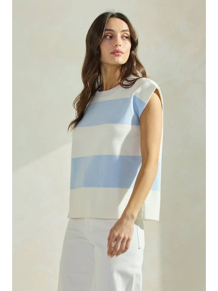 Able - Wholesale Knit Top - Women's - Striped Sleeveless Knit Top