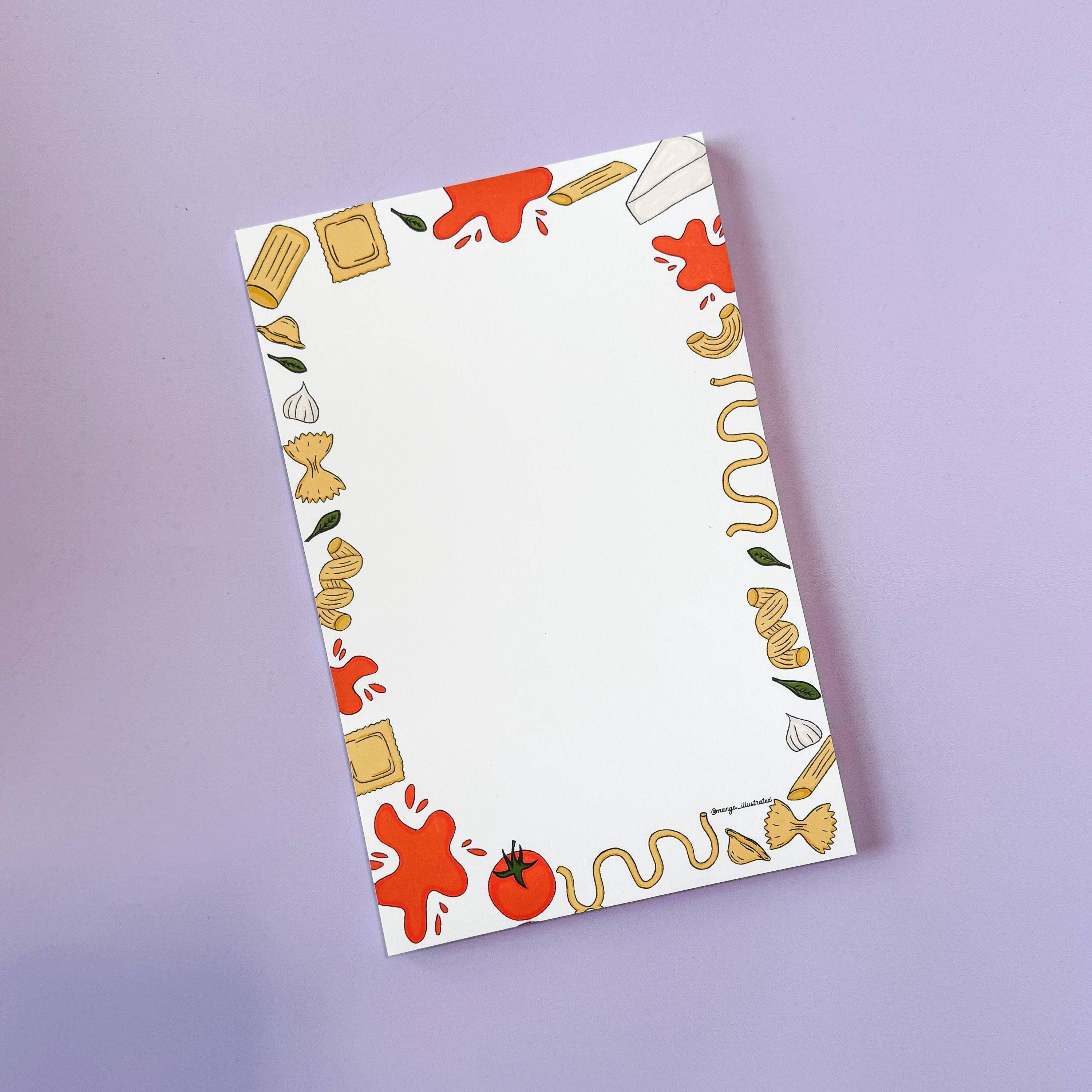 MangoIllustrated - Wholesale Notepad - Pasta Notepad – Italian Food Border, Gift for Foodies5