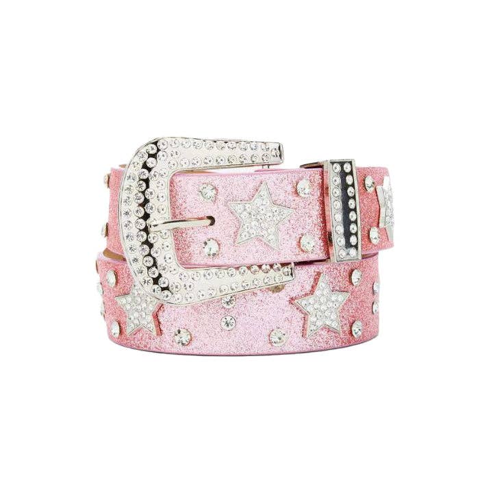 Pink Glitter Star Bling Belt for wholesale on Faire