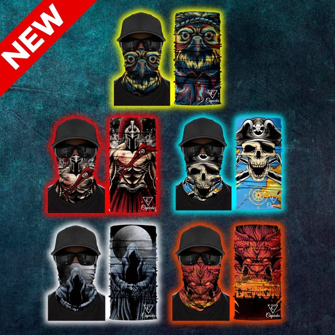 Capiche - Vente Masque/visière de protection pour le visage - Masque de Motard Carte au Trésor - Bleu1