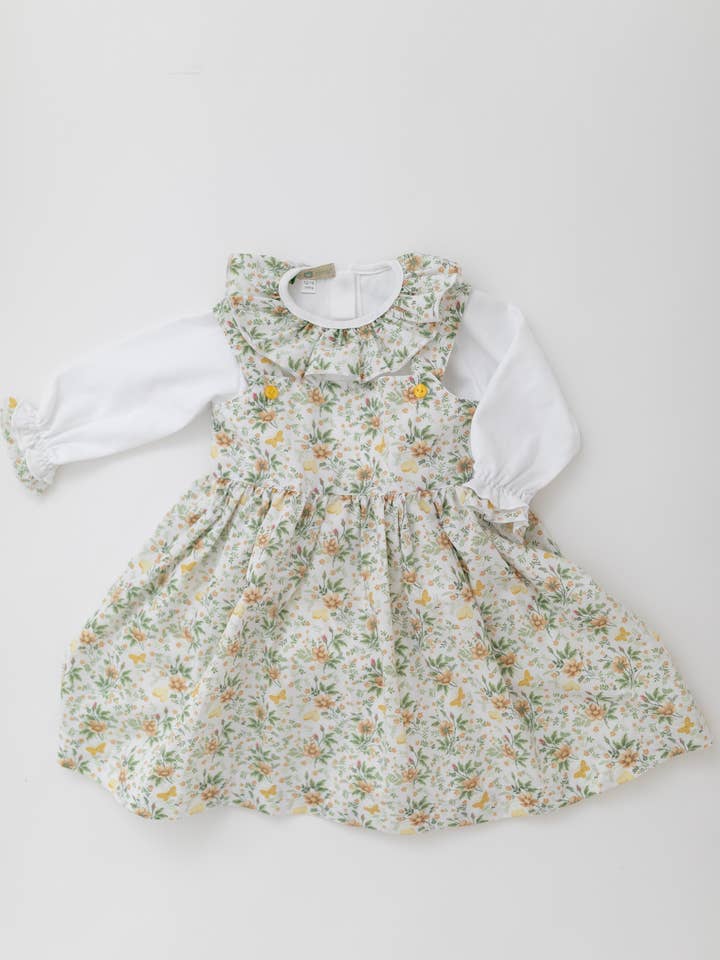 Forest Floral Pinafore Dress 2 Piece Set for wholesale by Dainty Bear