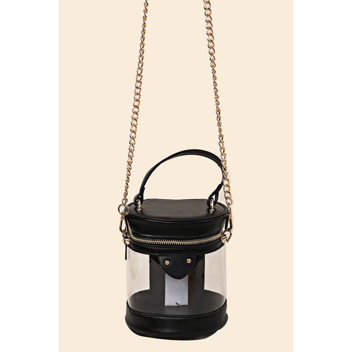 Anarchy Street - Wholesale Crossbody Bag - Women's - Clear Faux Leather Cylinder Bucket Bag