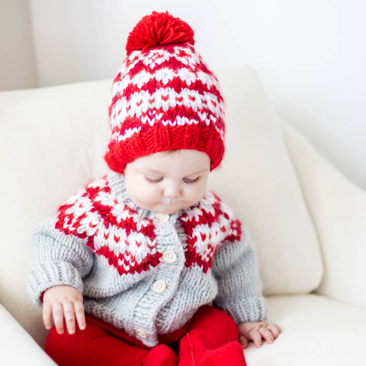 Huggalugs - Wholesale Cardigan - Baby - Fairisle Red Cardigan Sweater for Baby & Toddler SALE2