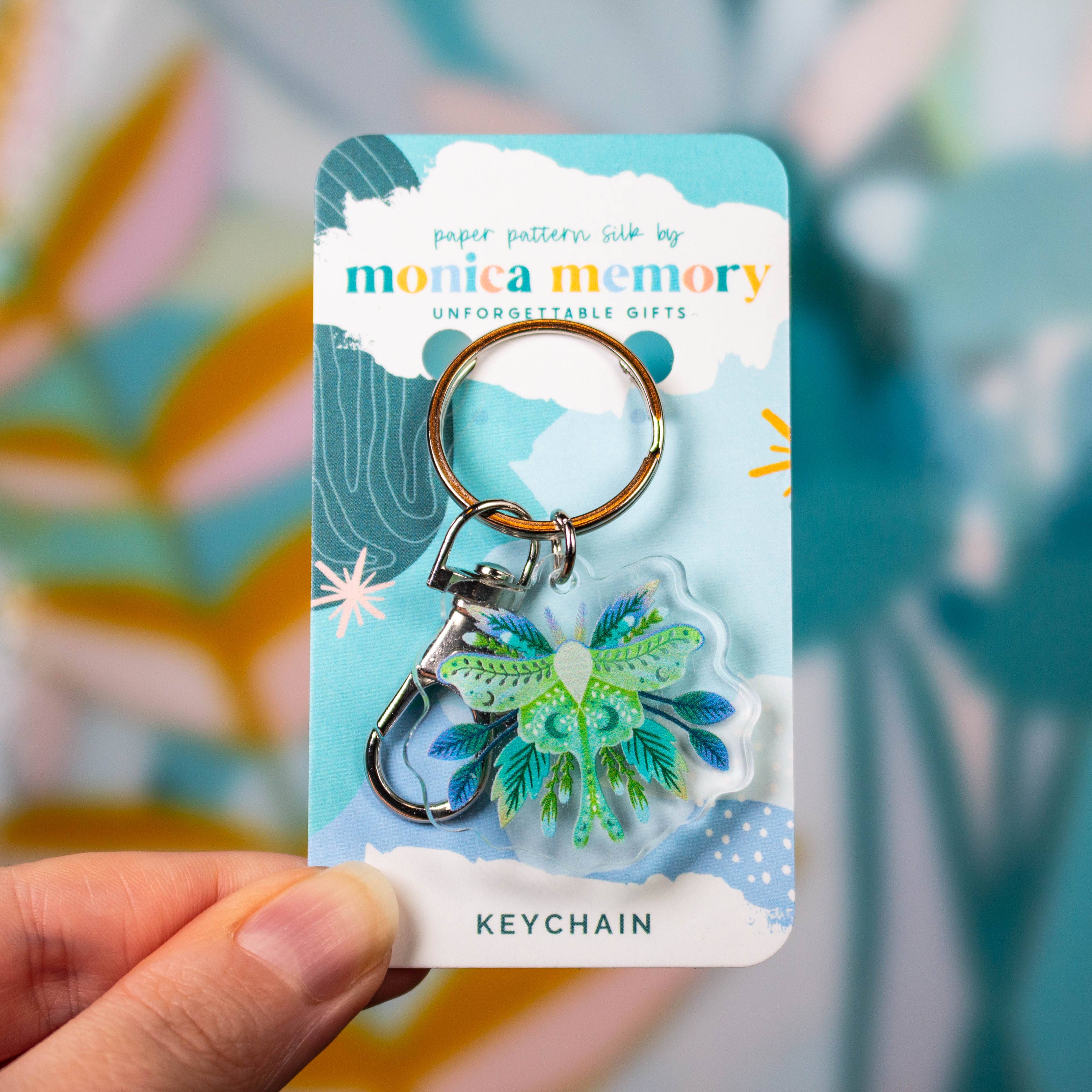 Paper Pattern Silk – wholesale Nyckelringar - Dam – Luna Moth nyckelring - Natur fjäril nyckelfob